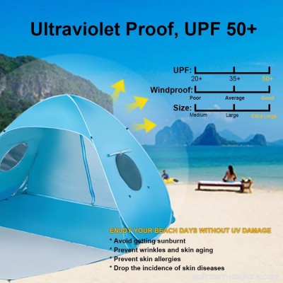 iCorer Extra Large Pop Up 3-Person Beach Tent, Light Blue 566064533