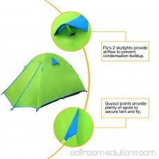 WEANAS 2-3 Backpacking Tent Double Layer Large Space for Outdoor Camping LimeGreen