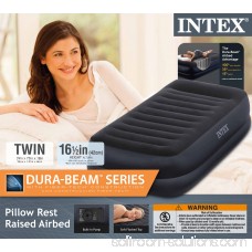 Intex Twin 16.5 DuraBeam Raised Pillow Rest Airbed Mattress with Built in Pump 555124110