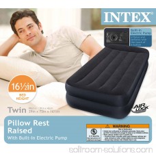 Intex Twin Raised Pillow Rest Air Mattress with Built-In Electric Pump | 66705E