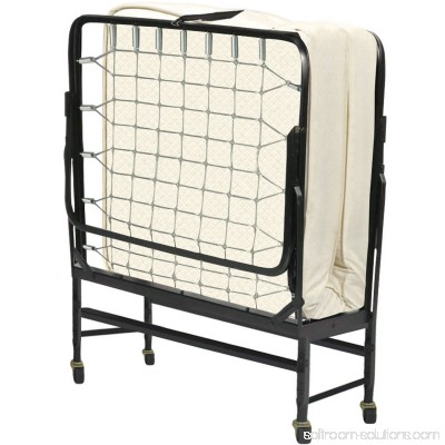 Fully Assembled Portable Rollaway Folding Cot Bed with Mattress, Multiple Sizes