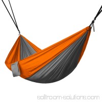 Portable 2 Person Hammock Rope Hanging Swing Fabric Camping Bed - Grey & Orange